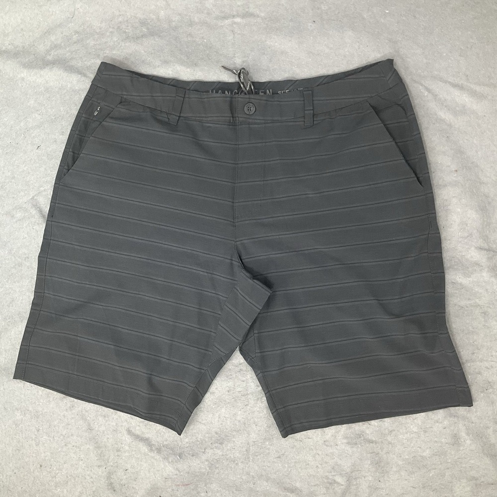 Hangten Mens  Shorts Sz 40 Dark Grey Pockets Striped Sports Golf Summer Outdoors